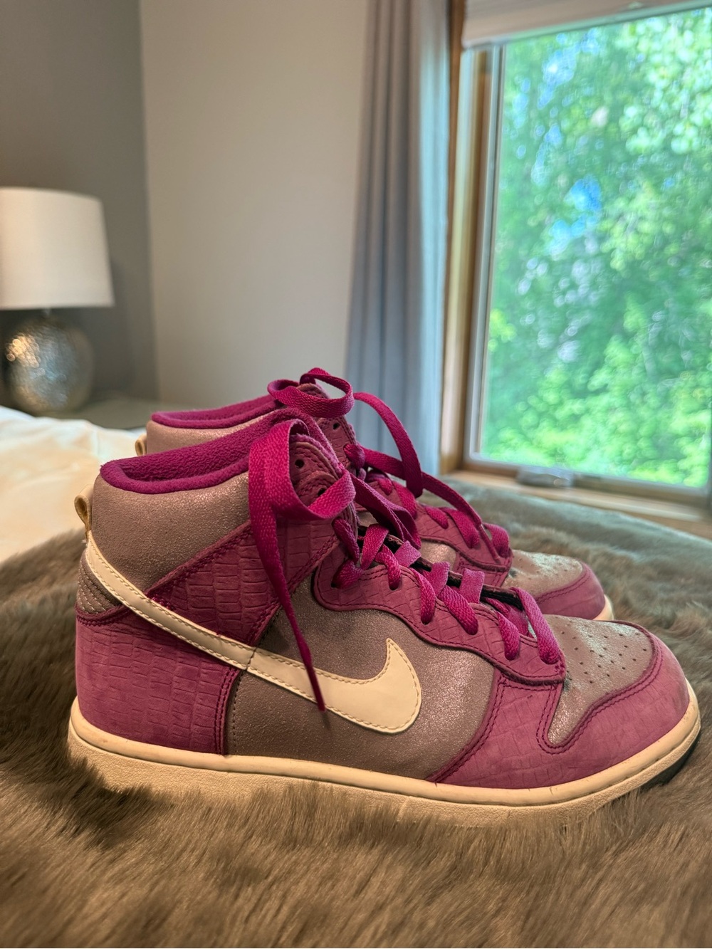 Women's Nike Dunk High 6.0 in "Bold Berry / White - Metallic Silver"